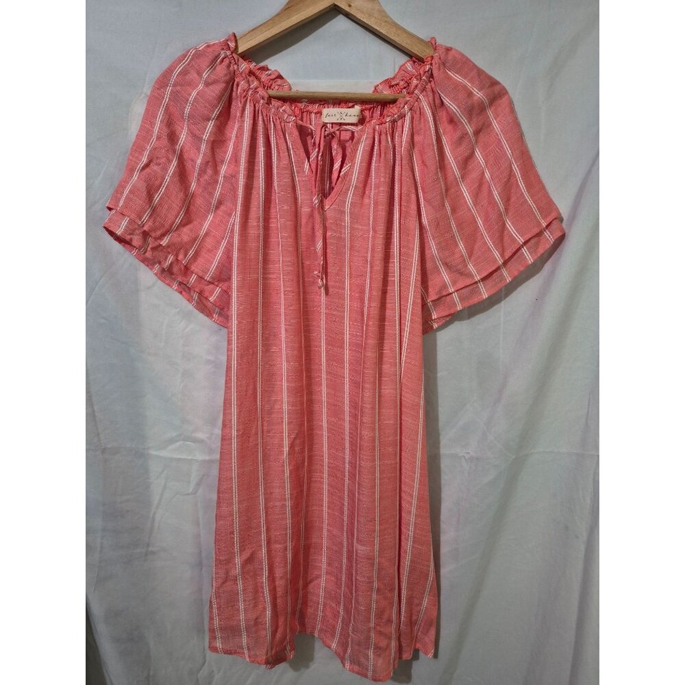 Fair Haven 2XL Salmon Strip Lightweight Boho Cottage Beach Casual Shirt